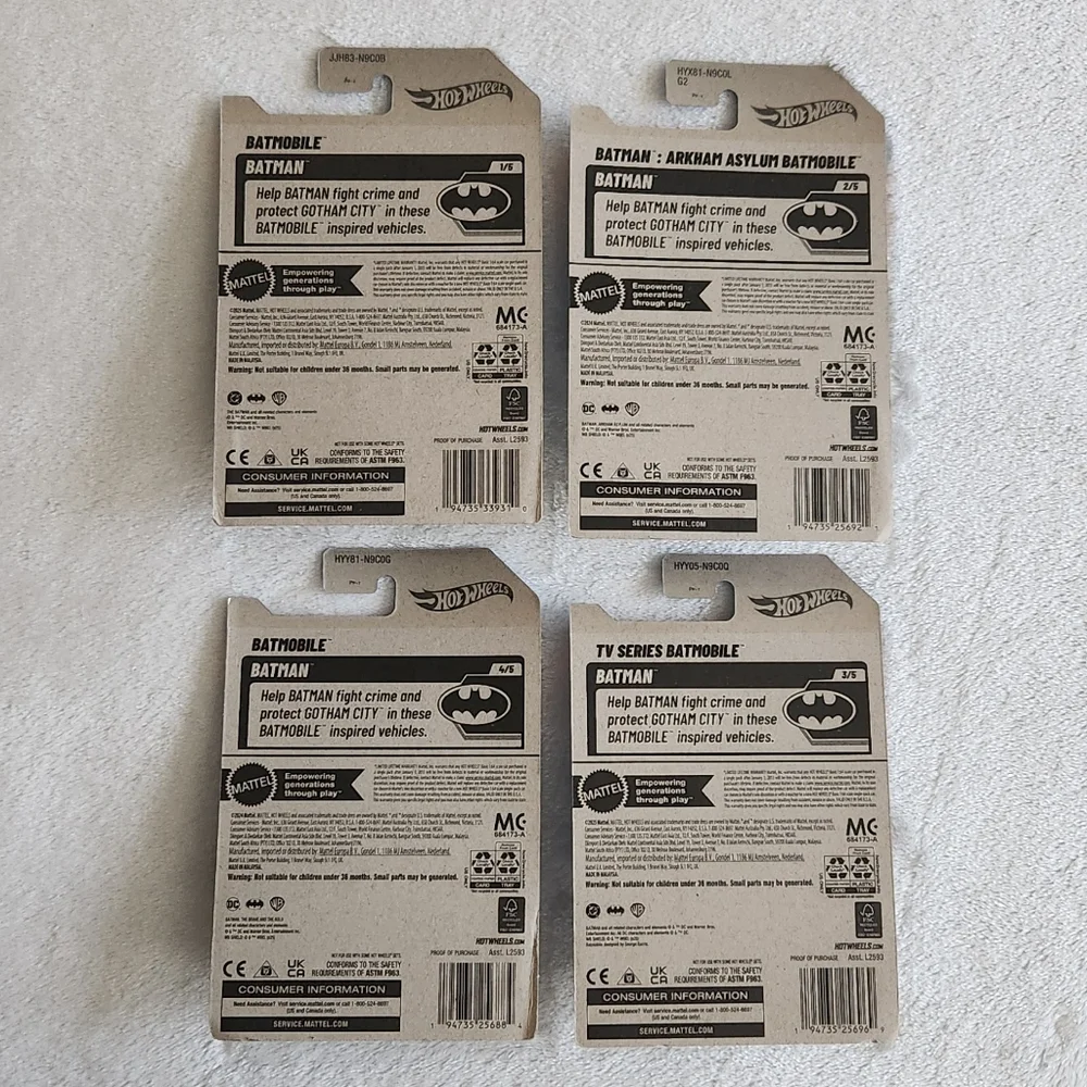 🦇🚗Hot Wheels Batman Batmobile Set – 4 Cars – TV & Movie Versions – NWT